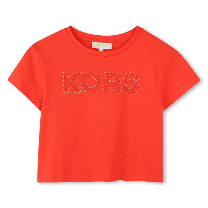 T-shirt "cropped" de algod&atilde;o MICHAEL KORS 
                        GIRL