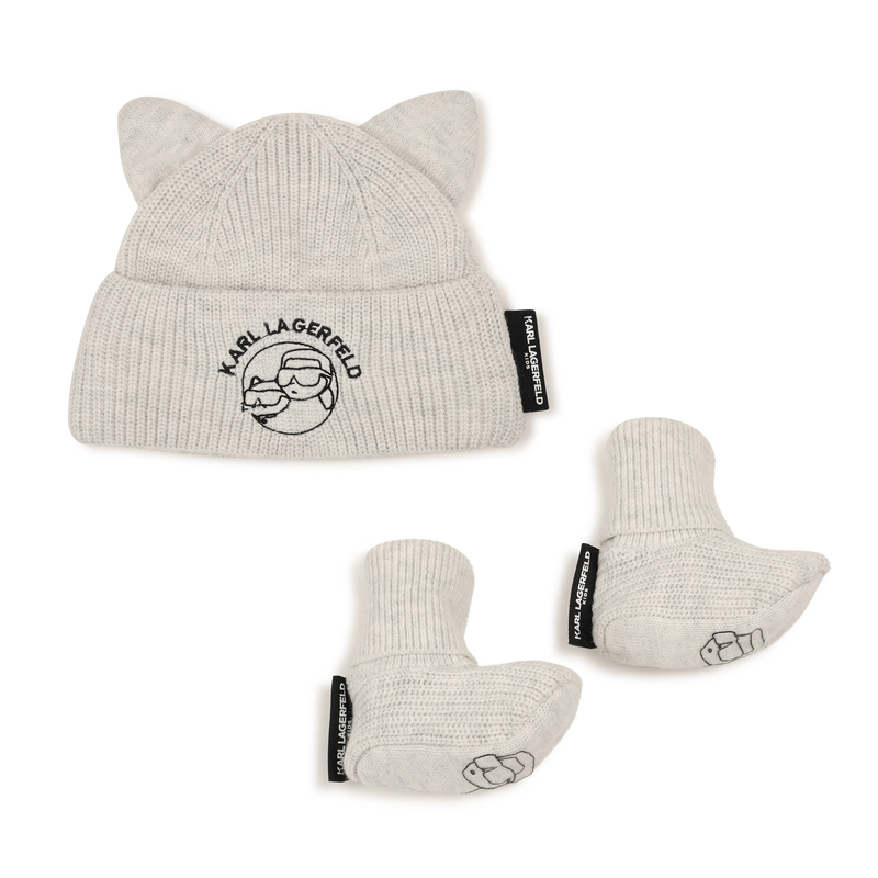 Conjunto de touca e pantufas KARL LAGERFELD KIDS 
                        UNISSEXO