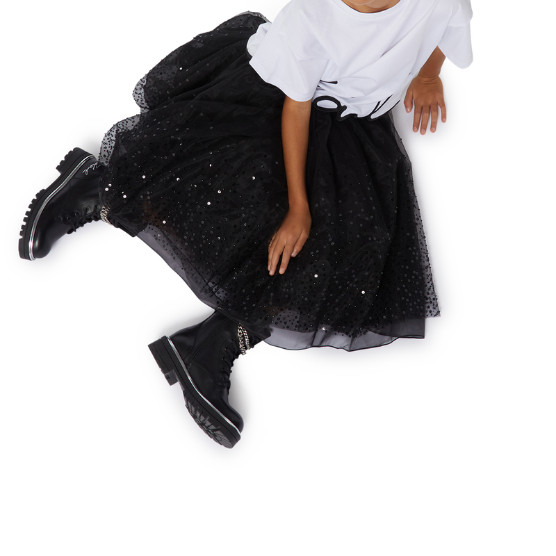 Botins em pele com correntes KARL LAGERFELD KIDS 
                        GIRL