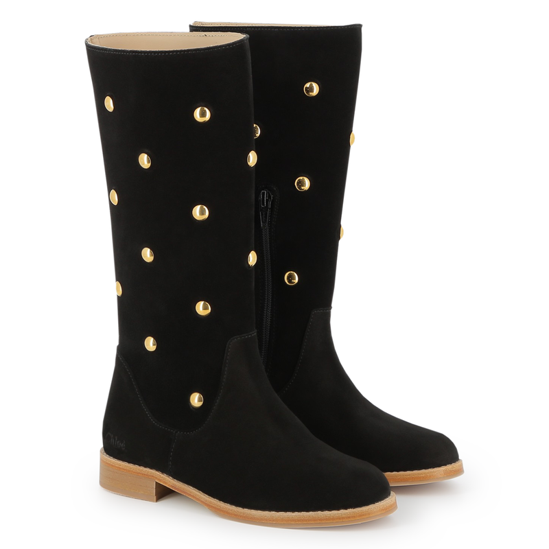 Botas de couro de camur&ccedil;a de bezerro CHLOE 
                        GIRL