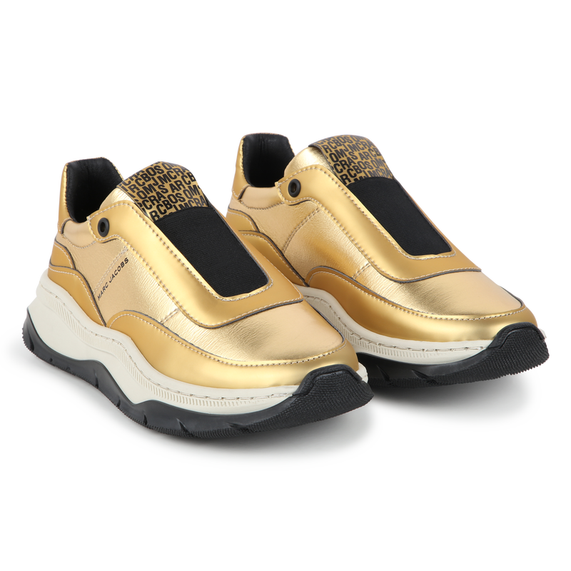 Gold-Tone Fabric Sneakers THE MARC JACOBS 
                    GIRL