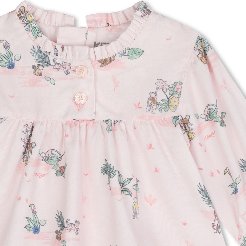 Vestido e leggings em algod&atilde;o KENZO KIDS 
                        GIRL