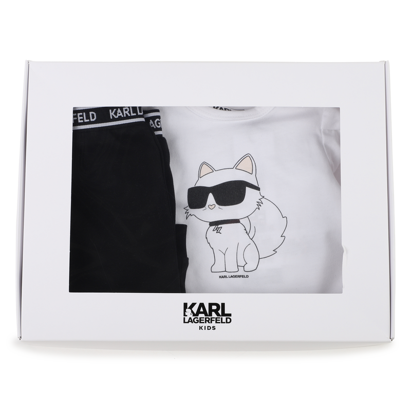 T-shirt e leggings em algod&atilde;o KARL LAGERFELD KIDS 
                        GIRL