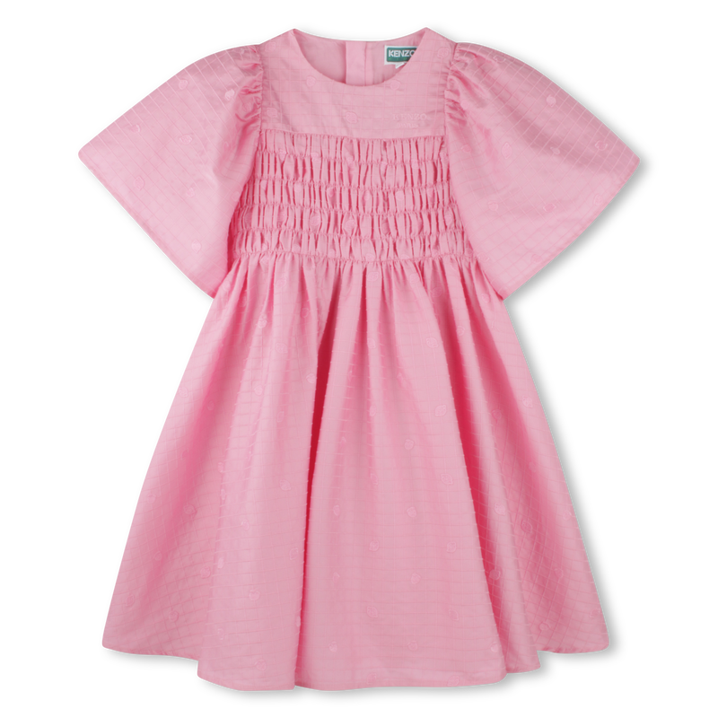 Vestido em cetim de algod&atilde;o KENZO KIDS 
                        GIRL