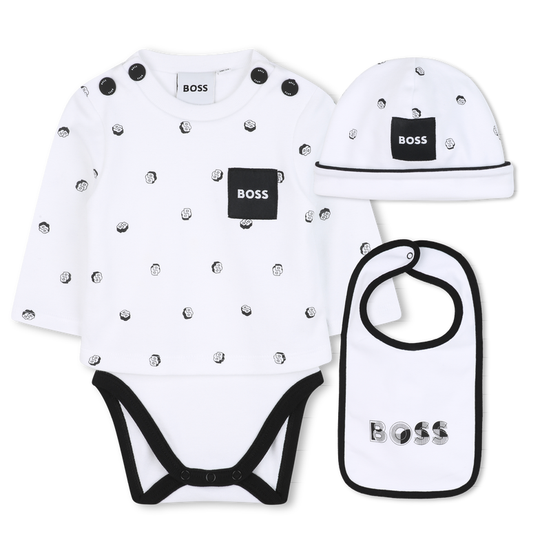Conjunto de body, babador e chapéu BOSS 
                    BOY