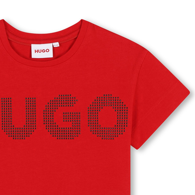 T-shirt algod&atilde;o com log&oacute;tipo HUGO 
                        GIRL