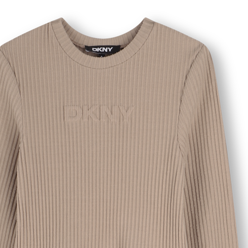 Vestido comprido bimaterial DKNY 
                    GIRL