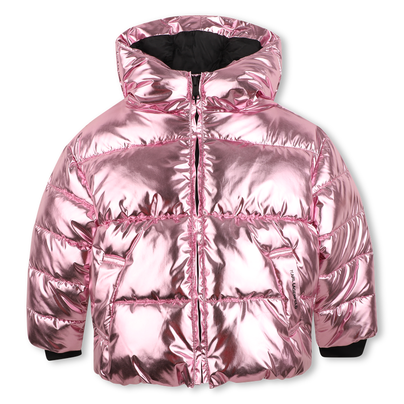 Casaco acolchoado com capuz KARL LAGERFELD KIDS 
                        GIRL