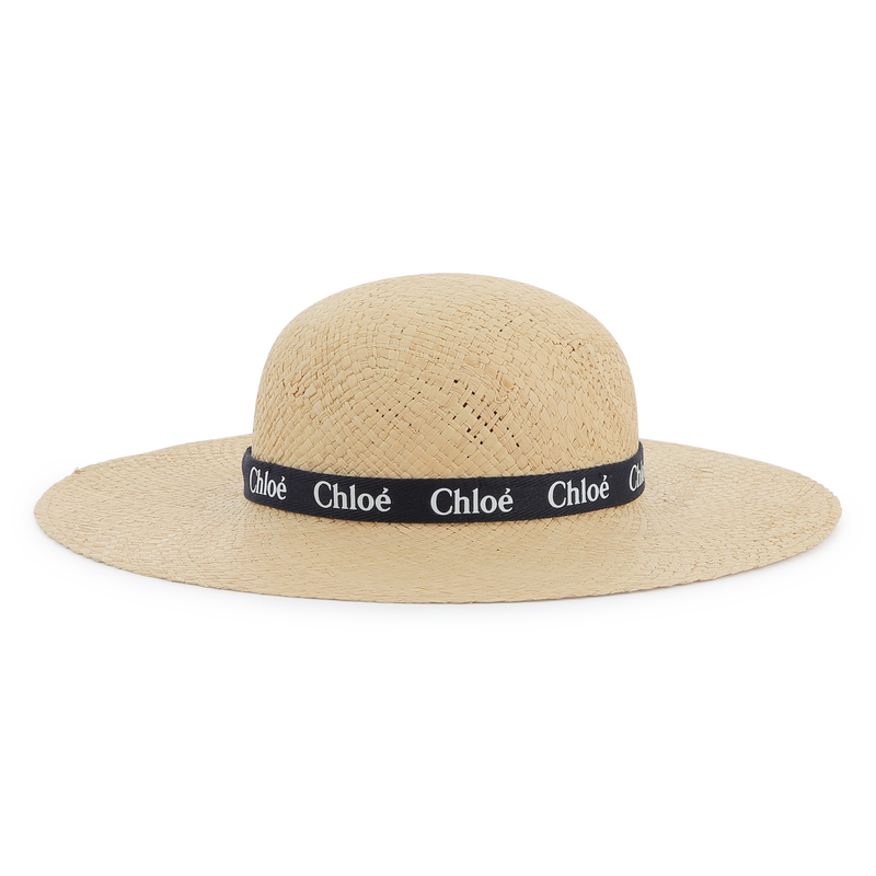 Chapéu em ráfia com logótipo CHLOE 
                    GIRL