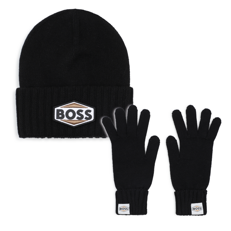 Conjunto de gorro e luvas BOSS 
                        MENINO