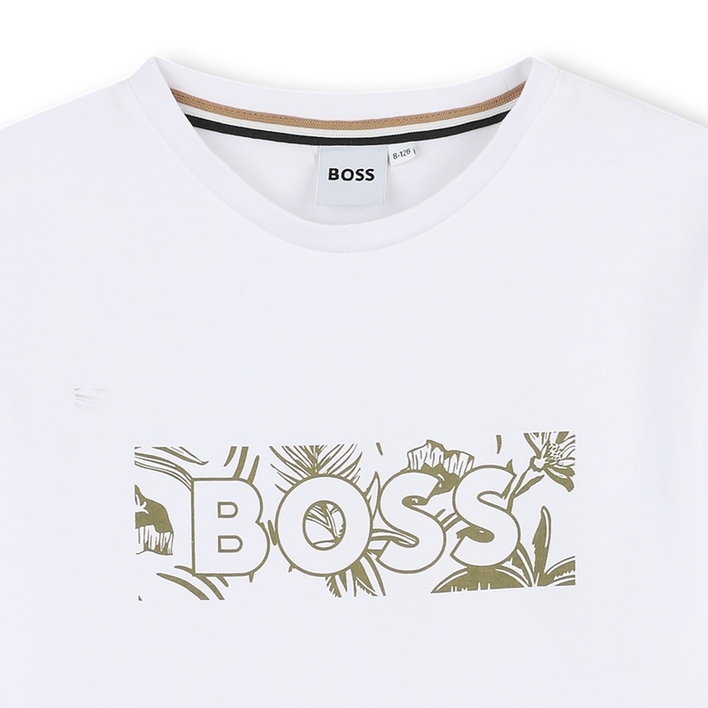 T-shirt manga curta em algod&atilde;o BOSS 
                        BOY