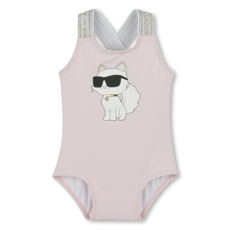 One-piece swimsuit with print KARL LAGERFELD KIDS 
                    GIRL