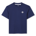 T-shirt larga com estampa, AZUL MEDIEVAL, hi-res