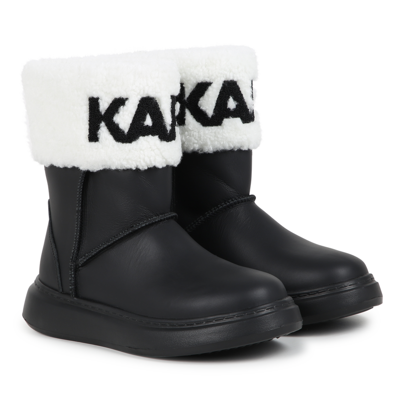 Botins em pele com revirado KARL LAGERFELD KIDS 
                        GIRL
