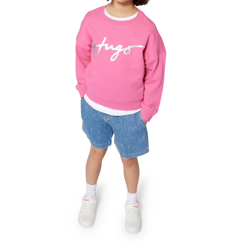 Sweatshirt em molet&atilde;o HUGO 
                        MENINA