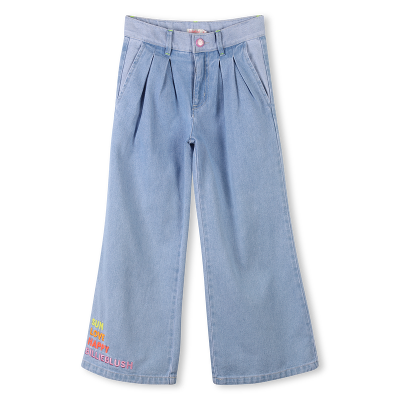 Wide embroidered cotton jeans BILLIEBLUSH 
                    GIRL