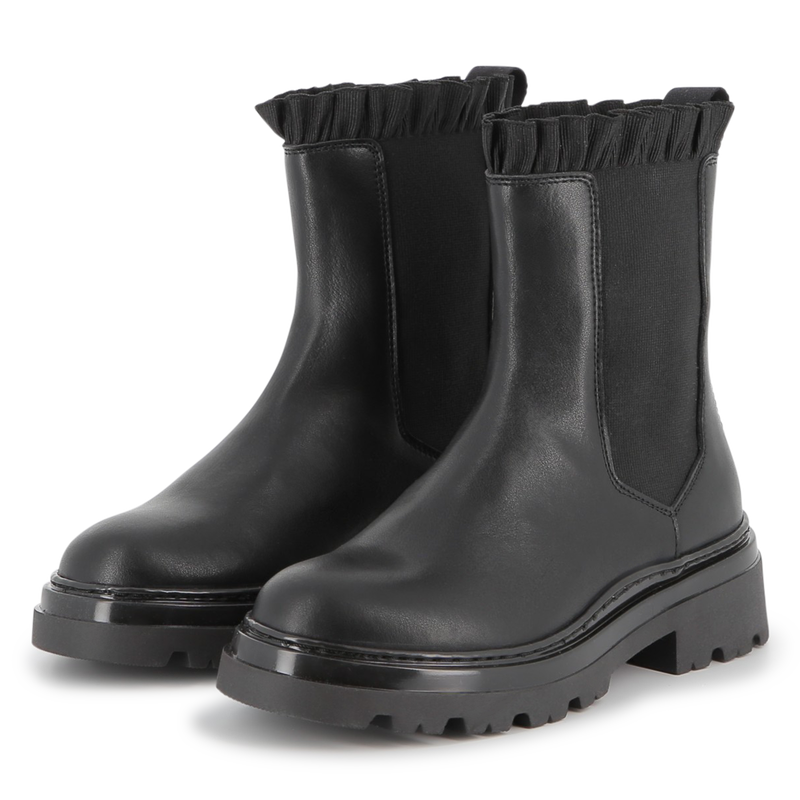 Bota Chelsea de couro bovino KARL LAGERFELD KIDS 
                    GIRL