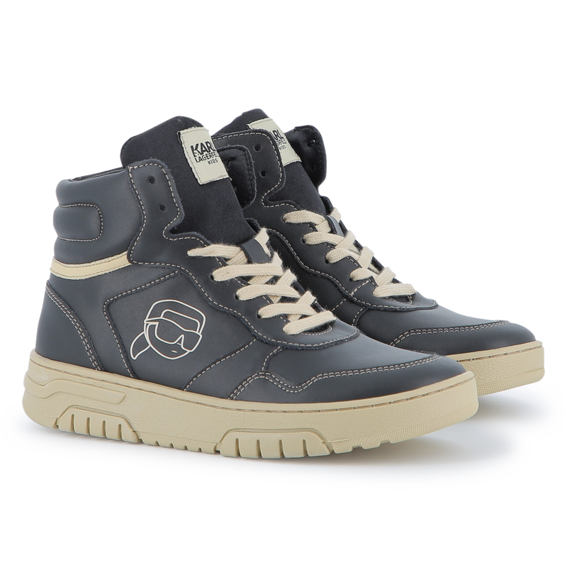 Tênis de cano alto com cadarço KARL LAGERFELD KIDS 
                    BOY