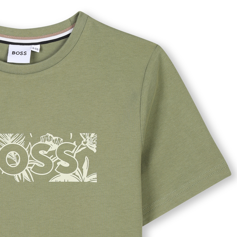 T-shirt manga curta em algod&atilde;o BOSS 
                        BOY