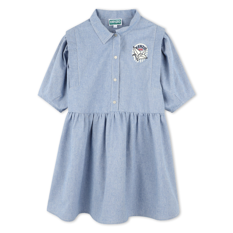 Vestido-camisa em algod&atilde;o KENZO KIDS 
                        GIRL
