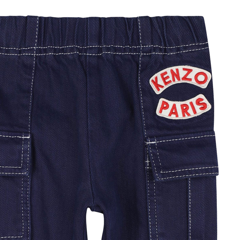 Patched Cotton Twill Pants KENZO KIDS 
                    BOY