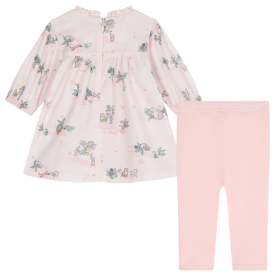 Vestido e leggings em algod&atilde;o KENZO KIDS GIRL