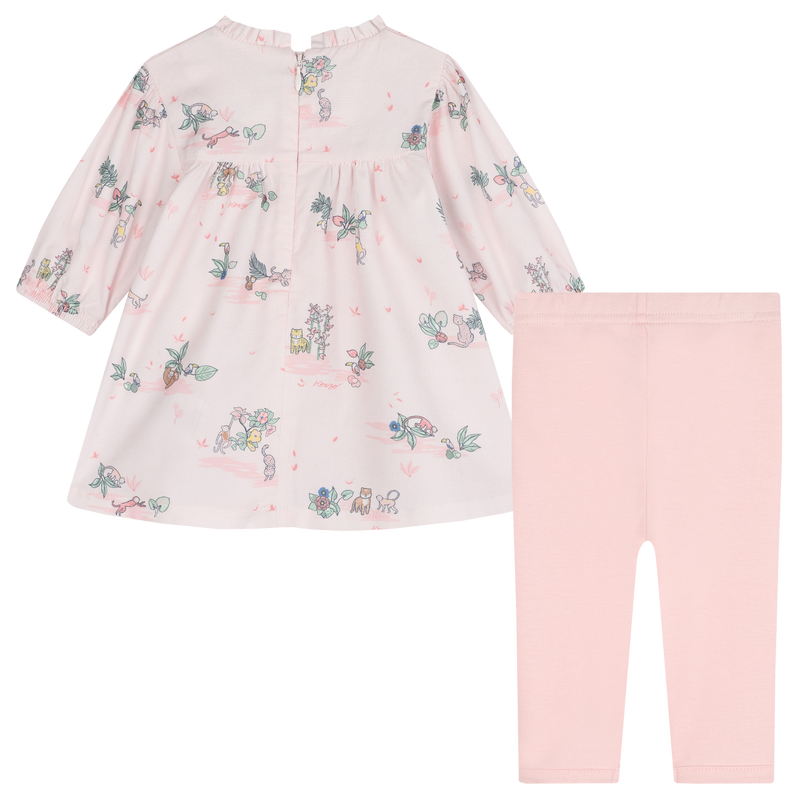 Vestido e leggings em algod&atilde;o KENZO KIDS 
                        GIRL