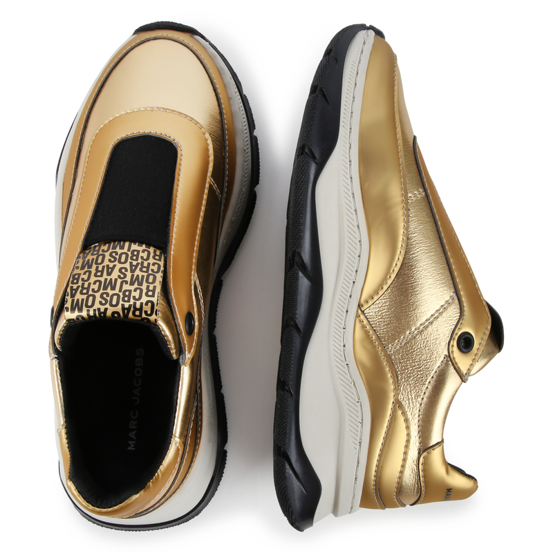 Gold-Tone Fabric Sneakers THE MARC JACOBS 
                    GIRL