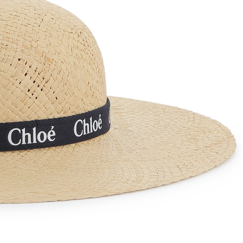 Chapéu em ráfia com logótipo CHLOE 
                    GIRL
