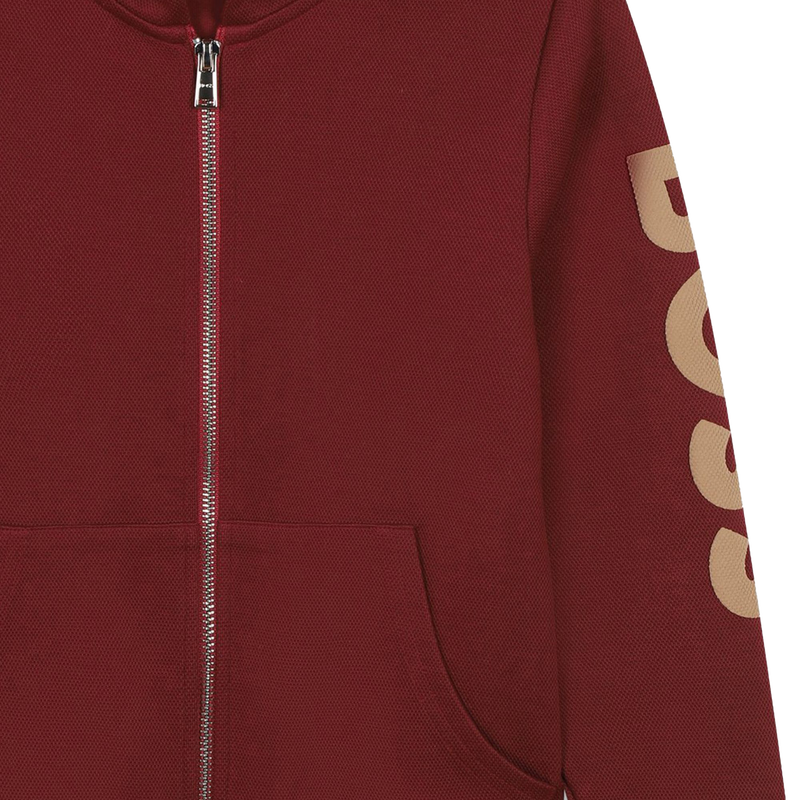 Cardig&atilde; com capuz em piqu&eacute; BOSS 
                        BOY