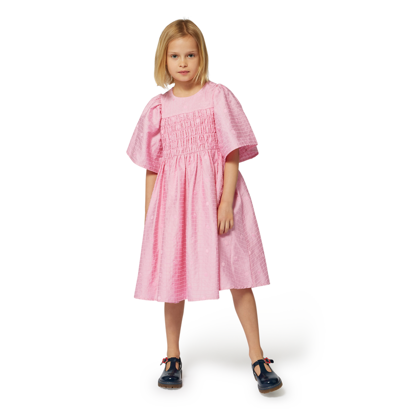 Vestido em cetim de algod&atilde;o KENZO KIDS 
                        GIRL