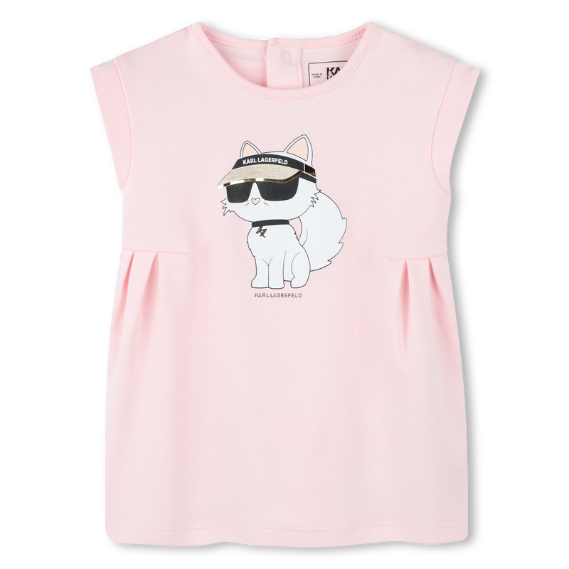 Vestido evasê com estampa KARL LAGERFELD KIDS 
                    GIRL