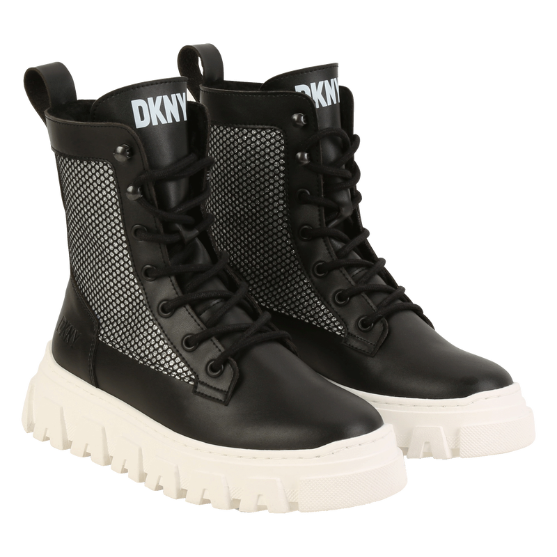 Leather lace-up ankle boots DKNY 
                    GIRL