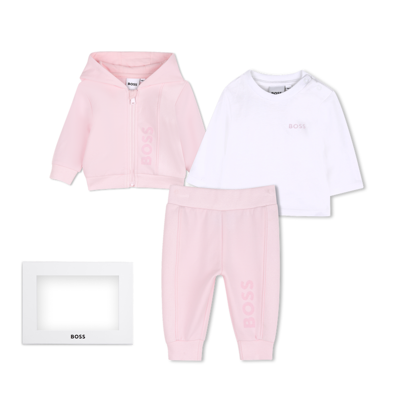 Conjunto de cal&ccedil;a, cardig&atilde; e camiseta BOSS 
                        MENINA