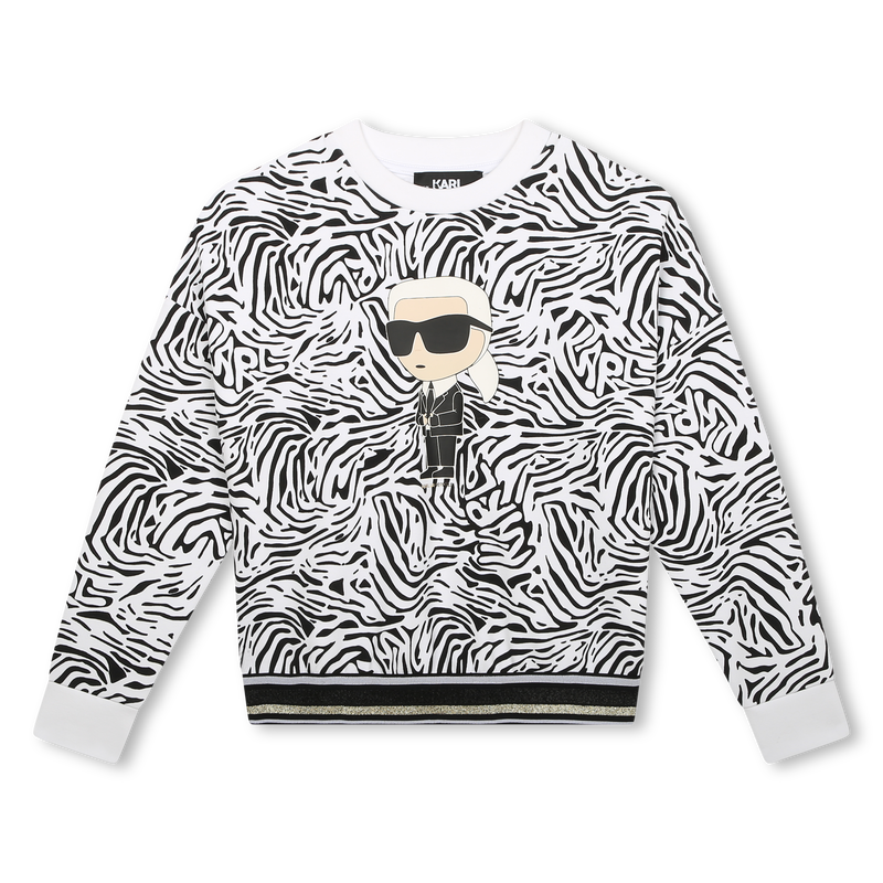 Sweatshirt com padrão de zebra KARL LAGERFELD KIDS 
                    GIRL
