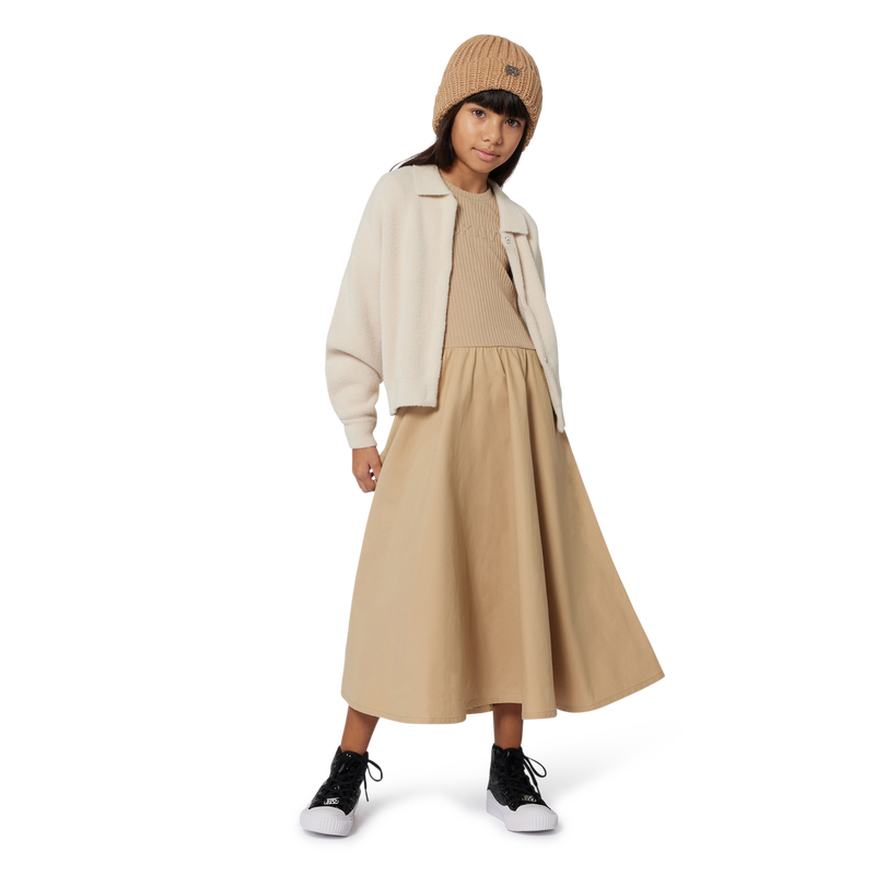 Vestido comprido bimaterial DKNY 
                    GIRL