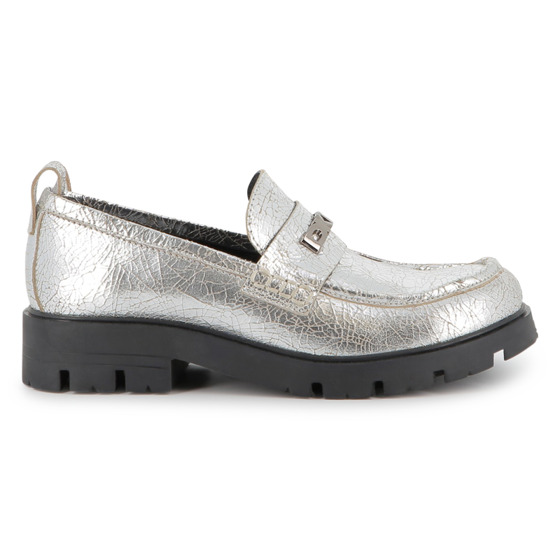 Mocassins de couro bovino metálico DKNY 
                    GIRL