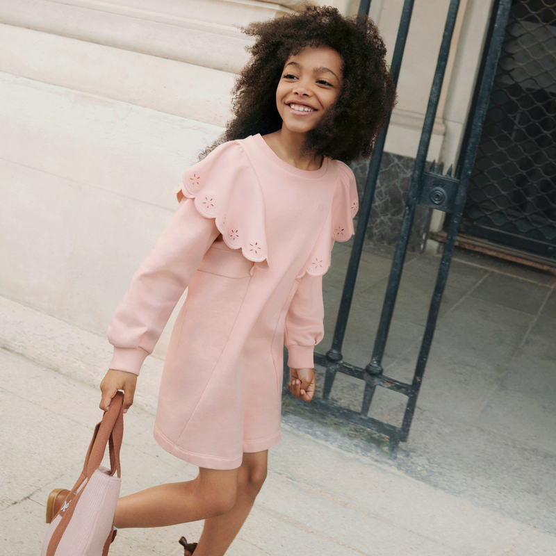 Vestido de molet&atilde;o com folhos CHLOE 
                        GIRL