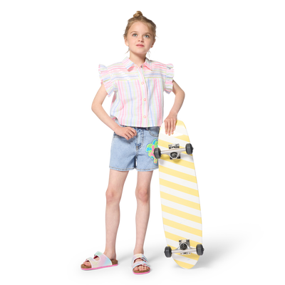 CAMISA LISTRADA COM MANGAS DE BABADOS BILLIEBLUSH GIRL