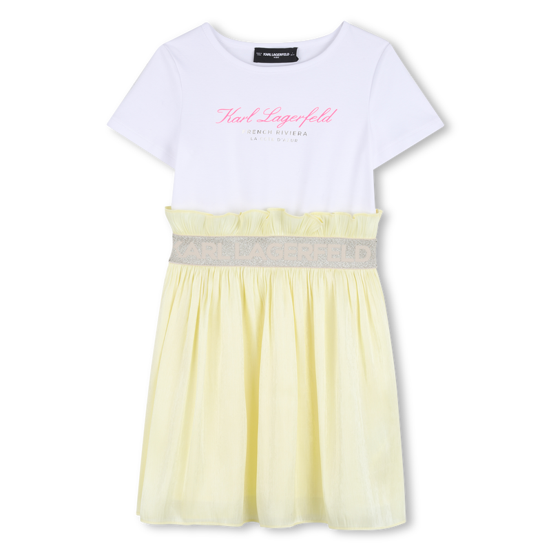 VESTIDO BI-MATERIAL MANGA CURTA KARL LAGERFELD KIDS 
                        GIRL