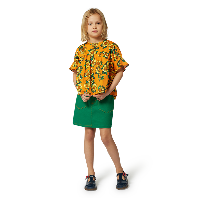 Saia trap&eacute;zio com bolsos KENZO KIDS 
                        GIRL