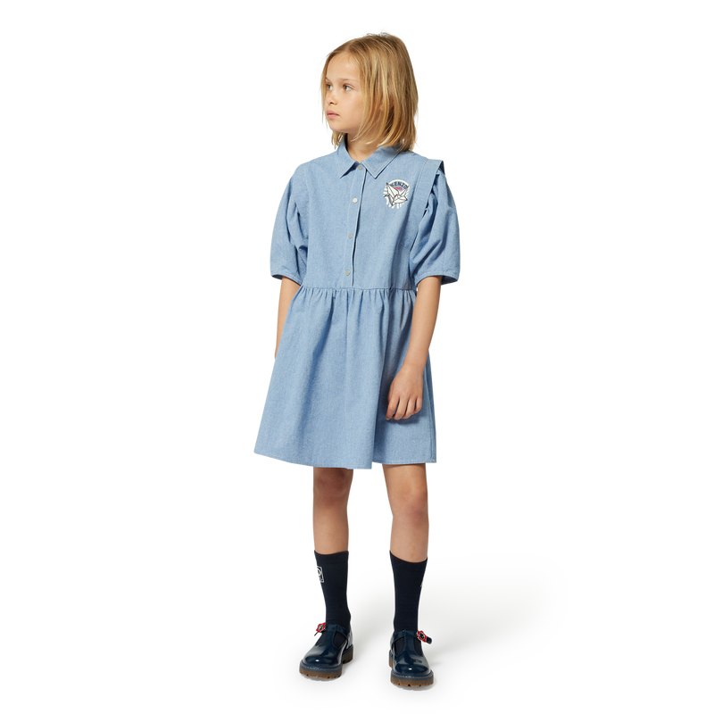 Vestido-camisa em algod&atilde;o KENZO KIDS 
                        GIRL