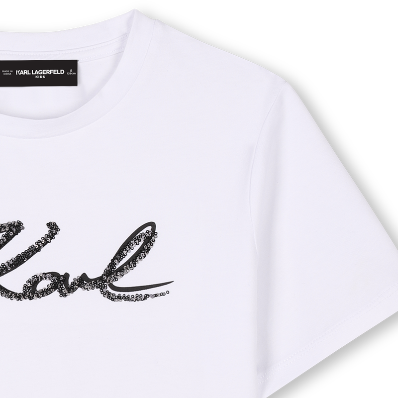 T-shirt com lantejoulas KARL LAGERFELD KIDS 
                        GIRL
