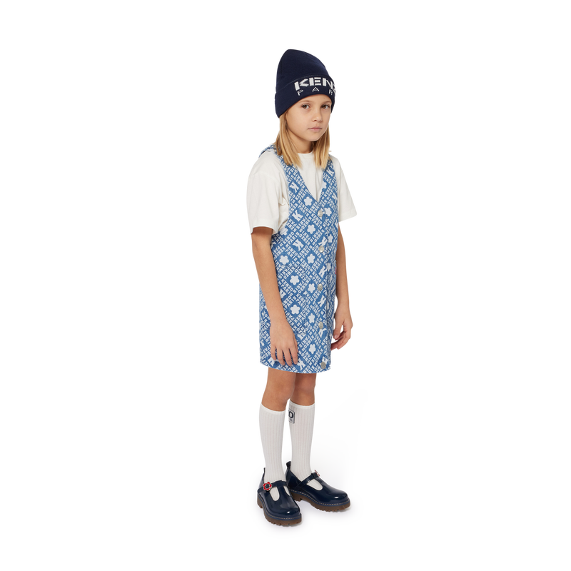 Printed Denim Pinafore Dress KENZO KIDS 
                    GIRL