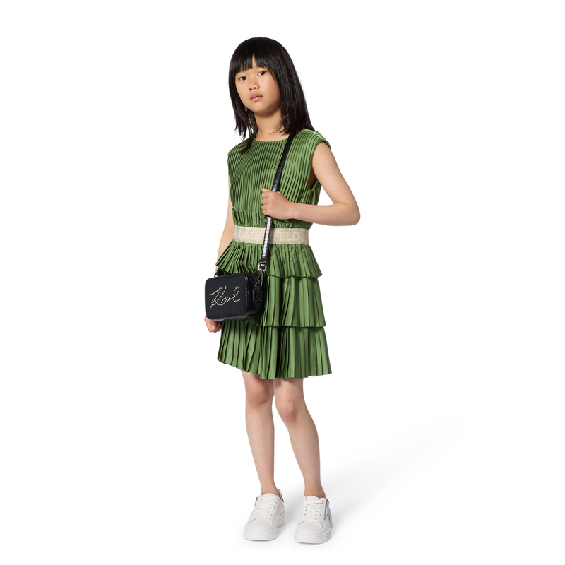 VESTIDO PLISSADO DE MANGA CURTA KARL LAGERFELD KIDS 
                        GIRL