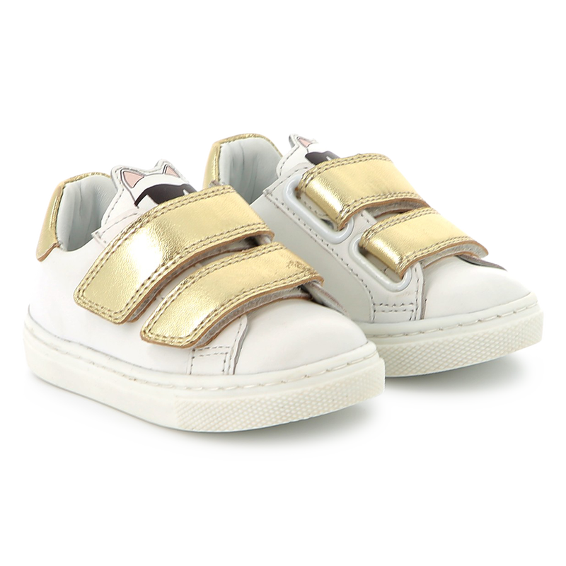 Sapatilhas de couro com velcro KARL LAGERFELD KIDS 
                    GIRL