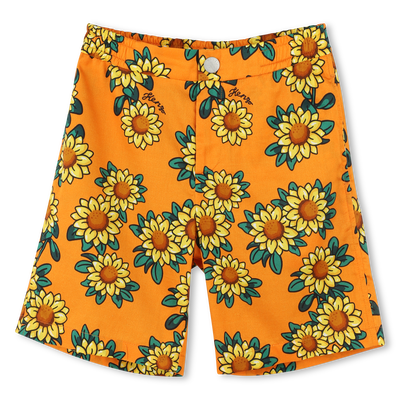 Bermudas em cetim de algod&atilde;o KENZO KIDS MENINO