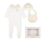 Conjunto de pijama, touca e babador, CREME, hi-res