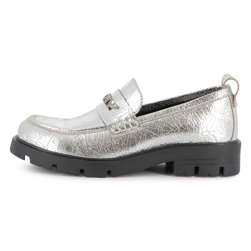 Mocassins de couro bovino metálico DKNY 
                    GIRL