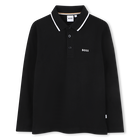 Camisa p&oacute;lo de manga comprida, PRETO, hi-res